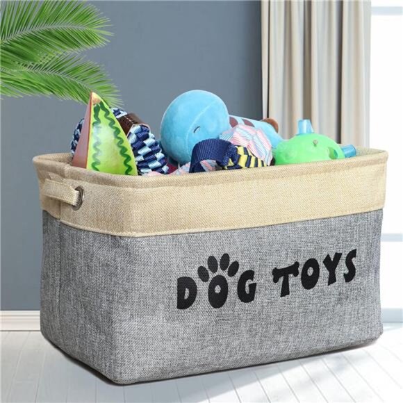 Non-Customized Dog Toy Storage Basket, Gray, 15"L x 11"W x 9"H - Picture 3 of 7
